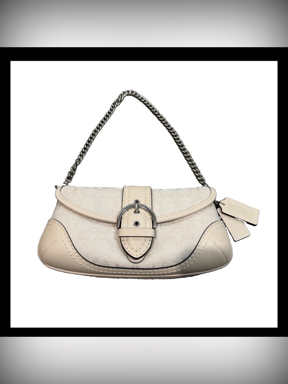 Coach Chalk SoHo 25 Flap Bag In Signature Jacquard With Silver Hardware NWOT